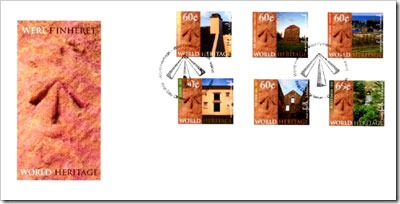 First Day Cover Of Norfolk World Heritage Site With First  Set Of Six Stamps Of Kingston And Arthur Vale Historic Area