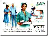 Indian Stamp On The Trained Nurses Association Of India