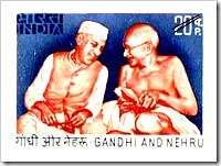 Indian Stamp On Gandhi And Nehru