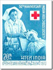 Indian Stamp On 50th Anniversary Of Indian Red Cross