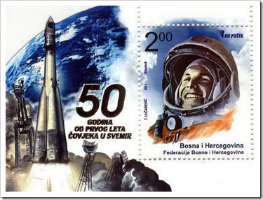 Miniature Stamp Sheet On The Theme Of 50yrs of First Human Space Flight By Bosnia And Herzegovina