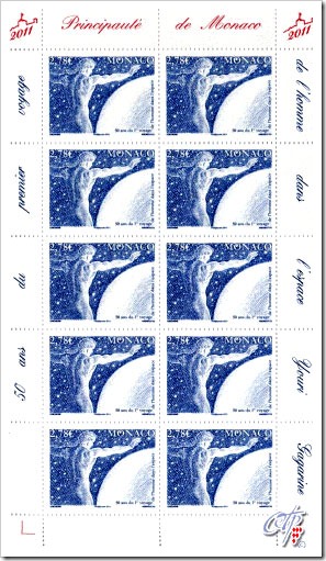 Yuri Gagarin Stamp Sheetlet Released By Monaco Postal Services