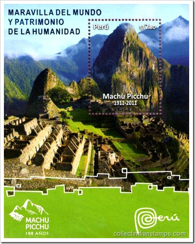 Miniature  Stamp Sheet On World Heritage Site - Macchu Picchu