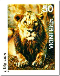 Indian Stamp On Lion