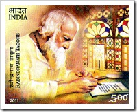 Stamp Of India On Rabindranath Tagore Showing Upasana Ghar Of Santiniketan
