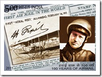 Indian Postage Stamp Of 100yrs Of First Airmail Depicting Henri Piquet