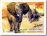 Stamp Of India On Indo Africa Summit Showing African Elephant