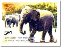Stamp Of Indo Africa Summit Showing Indian Elephant